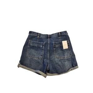 MNK High Rise Relaxed Denim Shorts Vintage Blue Cuffed Size 14 NWT OM6030AGG1